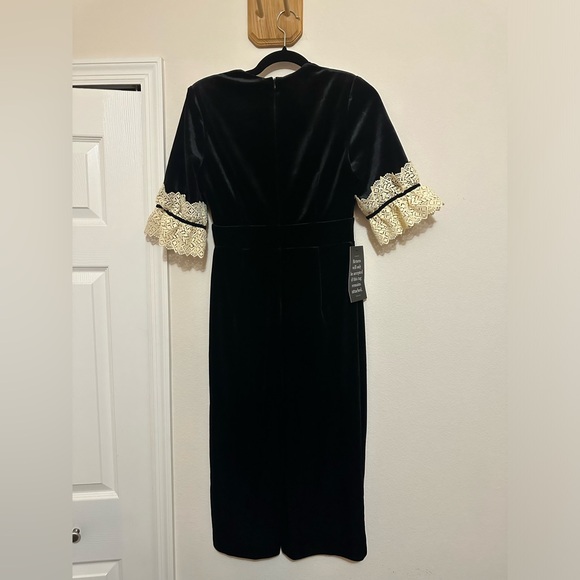 Tuckernuck Velvet Black Dress with Lace Trim in Size XS NWT - Picture 2 of 6